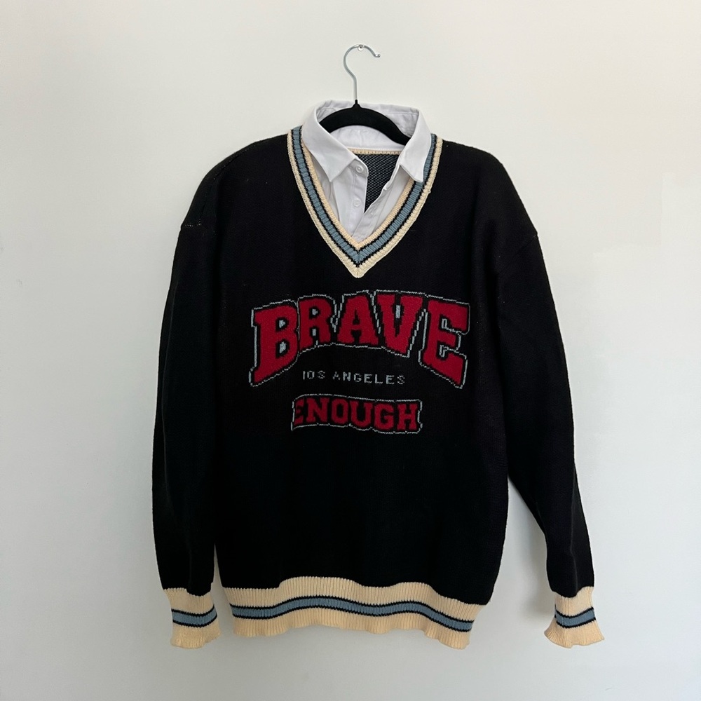 Los Angeles Brave Navy Blue Collar Sweater